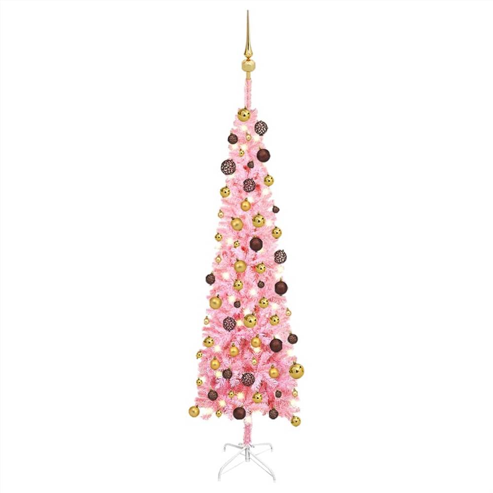

Slim Christmas Tree with LEDs&Ball Set Pink 150 cm