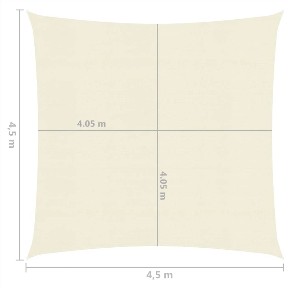 Sunshade Sail 160 g/m² Cream 4.5x4.5 m HDPE