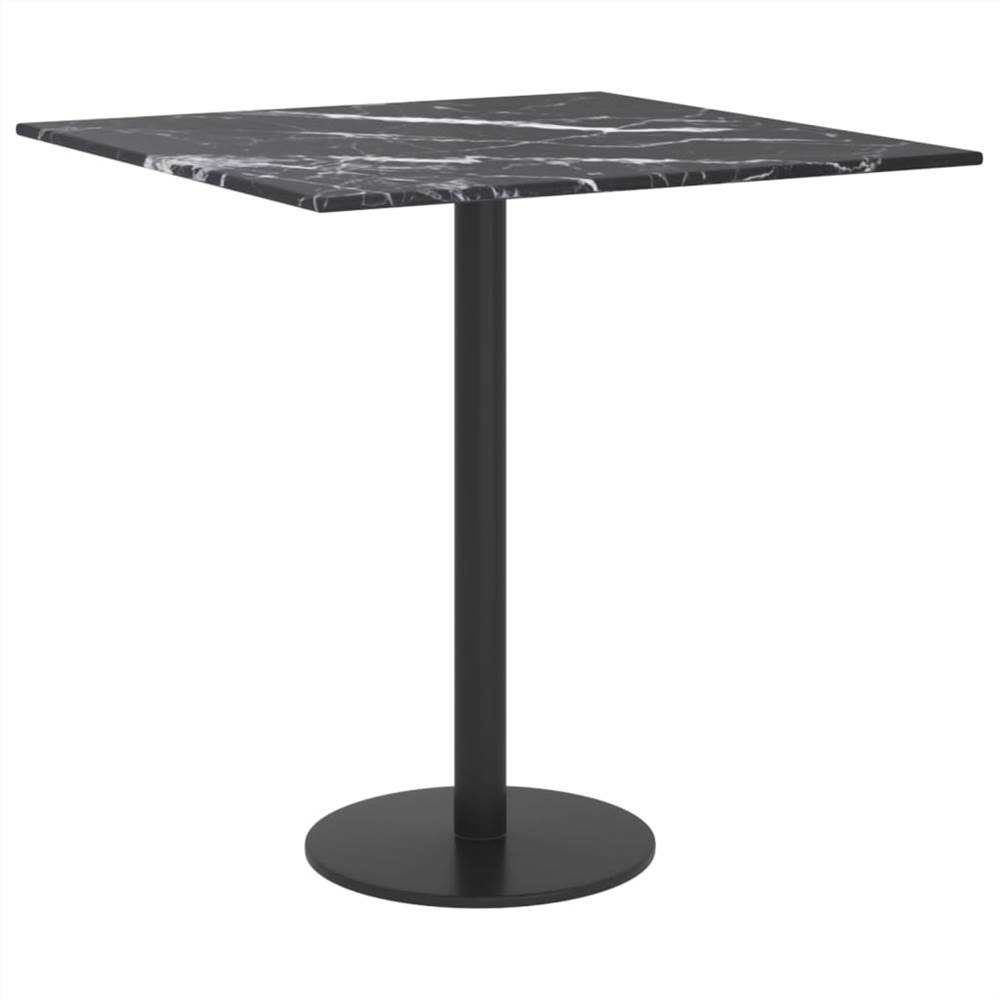Table Top Black 40x40 cm 6 mm Tempered Glass with Marble Design