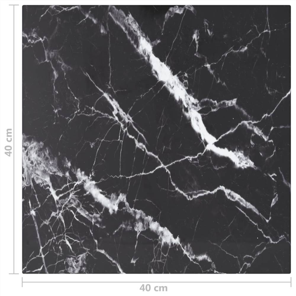 Table Top Black 40x40 cm 6 mm Tempered Glass with Marble Design