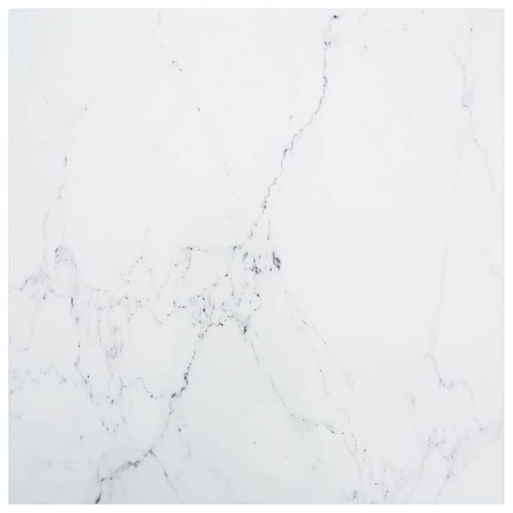 

Table Top White 80x80 cm 6 mm Tempered Glass with Marble Design