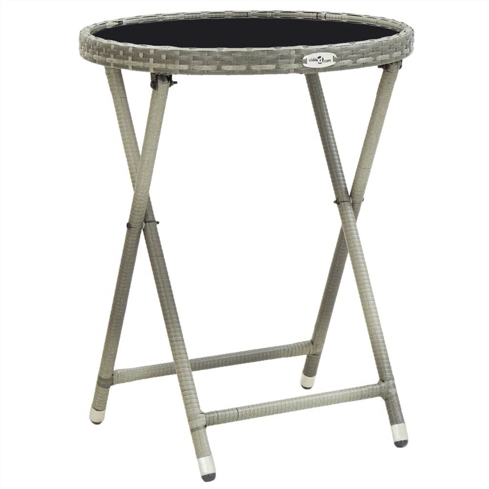 

Tea Table Grey 60 cm Poly Rattan and Tempered Glass