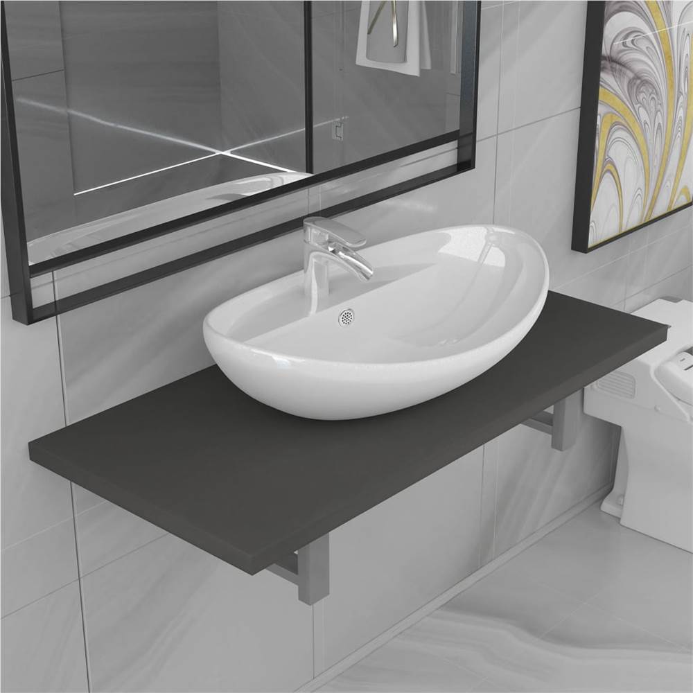 

Two Piece Bathroom Furniture Set Ceramic Grey