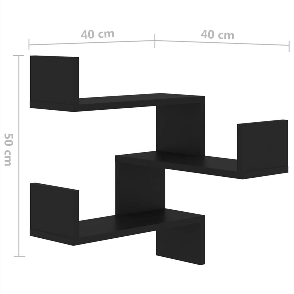 Wall Corner Shelf Black 40x40x50 cm Chipboard