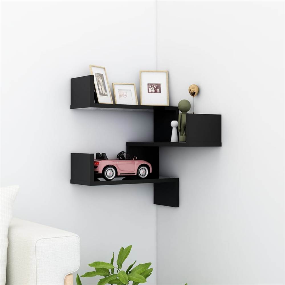 Wall Corner Shelf High Gloss Black 40x40x50 cm Chipboard