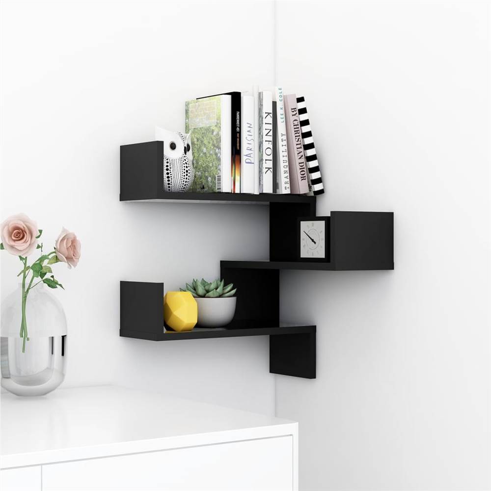 Wall Corner Shelf High Gloss Black 40x40x50 cm Chipboard