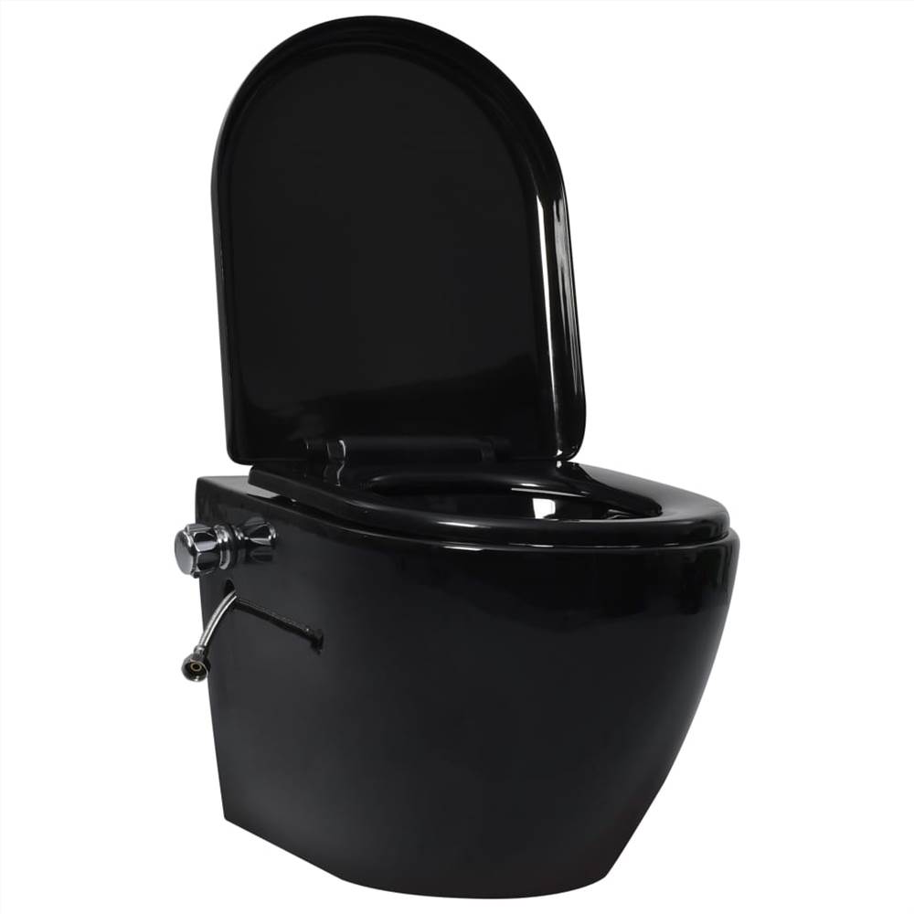 Wall Hung Rimless Toilet with Concealed Cistern Ceramic Black