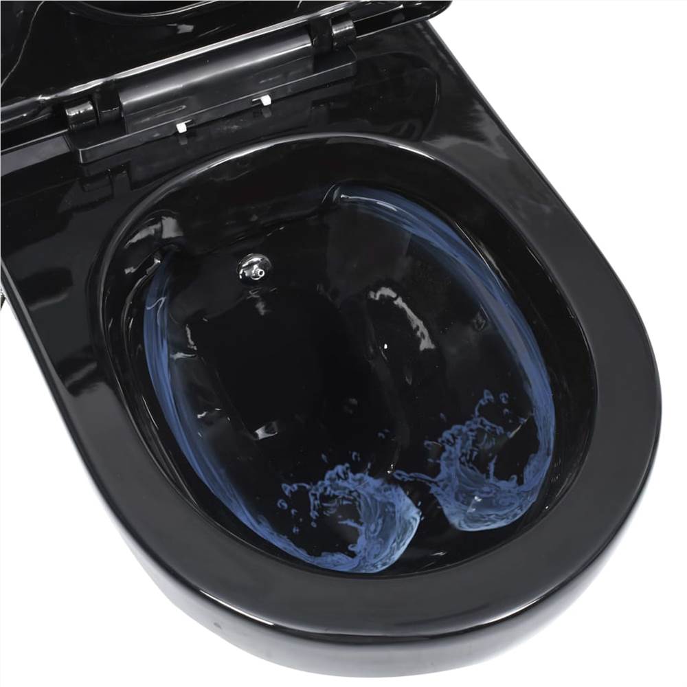 Wall Hung Rimless Toilet with Concealed Cistern Ceramic Black