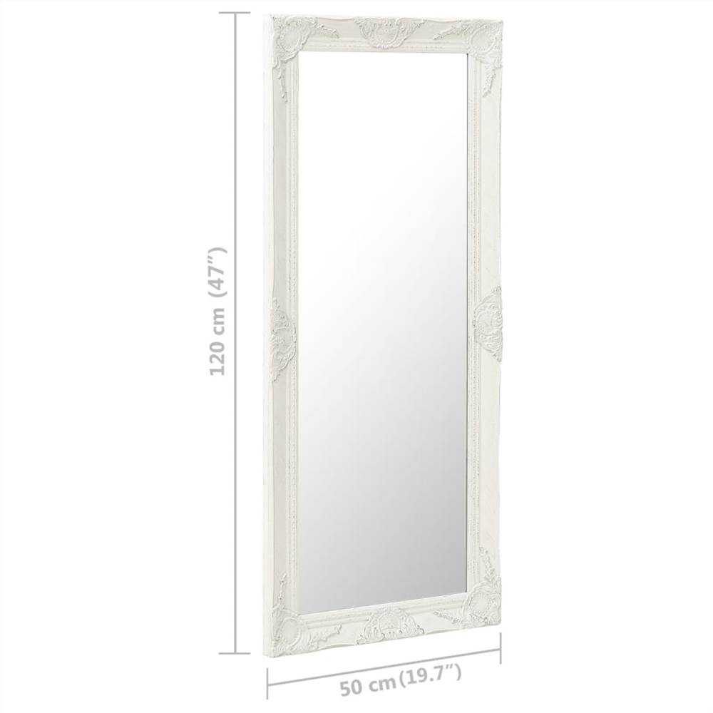 Wall Mirror Baroque Style 50x120 cm White