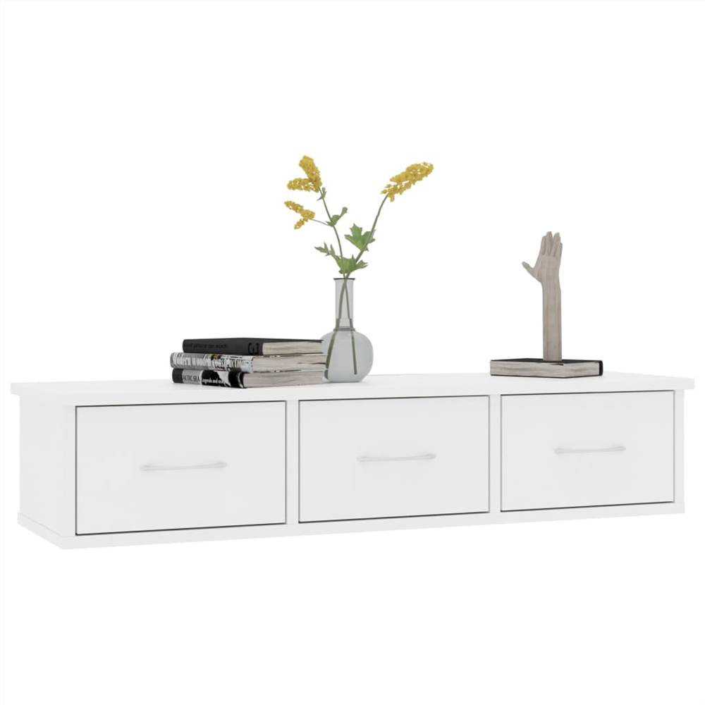 Wall-mounted Drawer Shelf White 88x26x18.5 cm Chipboard