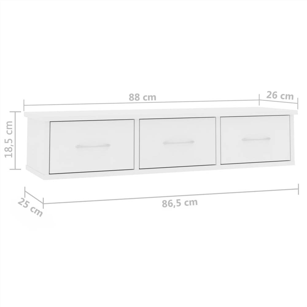 Wall-mounted Drawer Shelf White 88x26x18.5 cm Chipboard