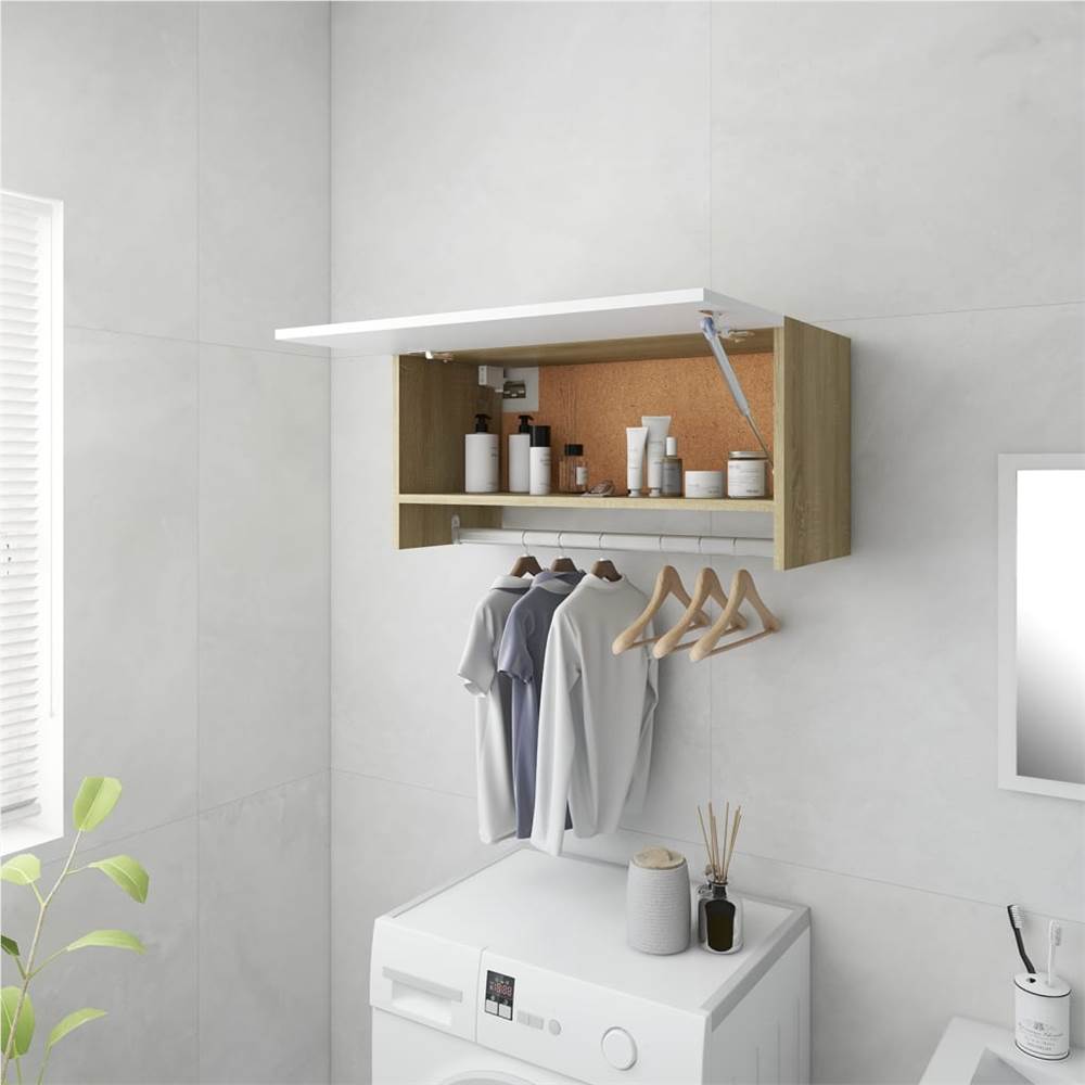 

Wardrobe White and Sonoma Oak 70x32.5x35 cm Chipboard