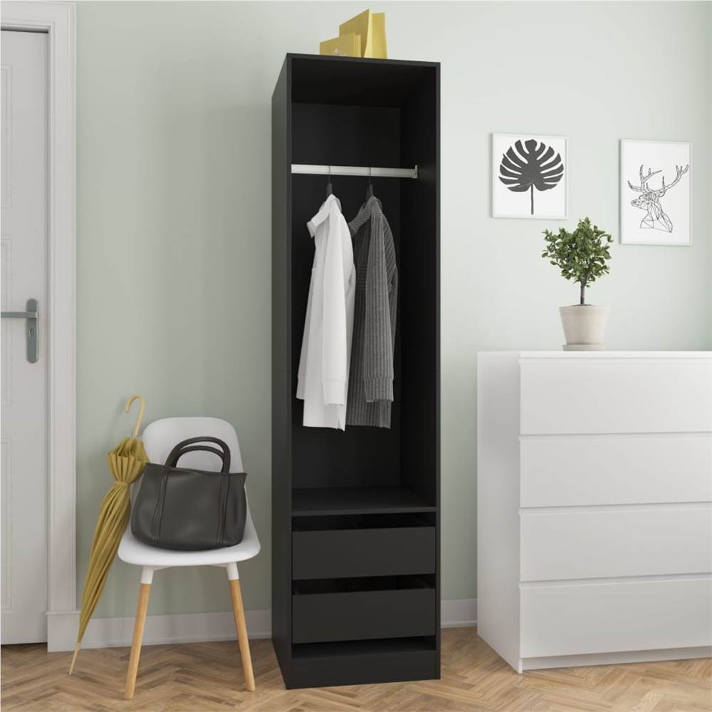 

Wardrobe with Drawers Black 50x50x200 cm Chipboard