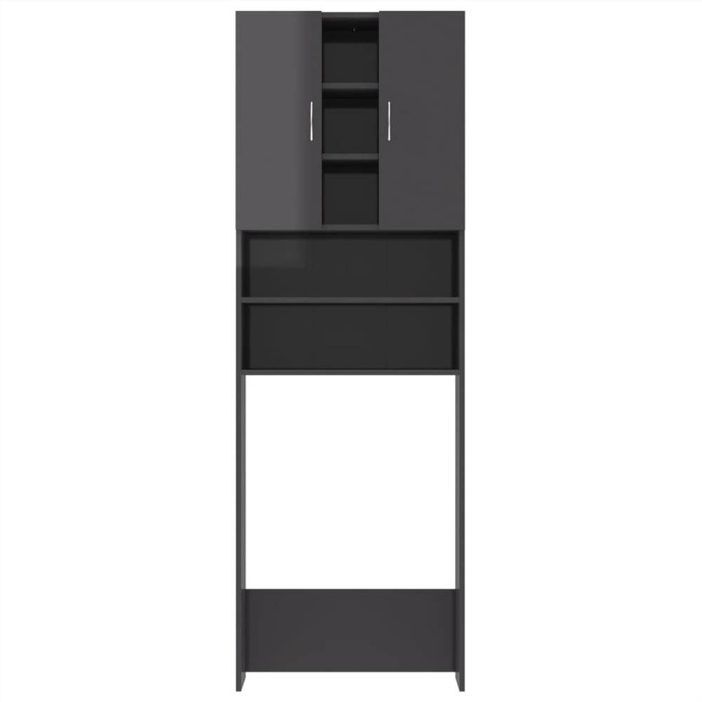 Washing Machine Cabinet High Gloss Grey 64x25.5x190 cm