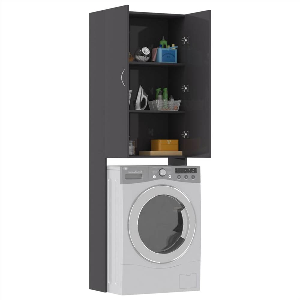 Buy ⌛ Washing Machine Cabinet High Gloss Grey 64x25.5x190 cm 😉 16 Washing Machine Cabinet High Gloss Grey 64x25.5x190 cm