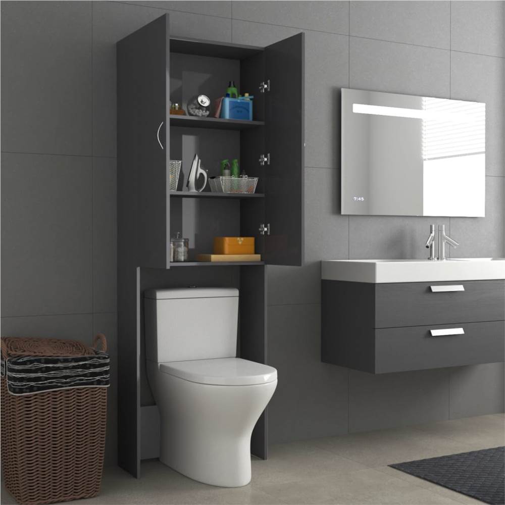 Buy ⌛ Washing Machine Cabinet High Gloss Grey 64x25.5x190 cm 😉 18 Washing Machine Cabinet High Gloss Grey 64x25.5x190 cm