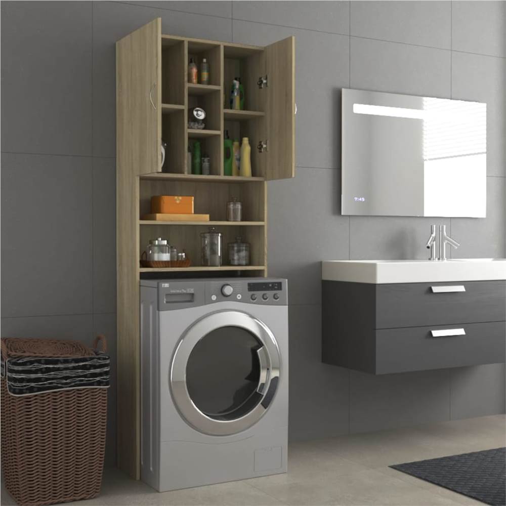 Washing Machine Cabinet Sonoma Oak 64x25.5x190 cm