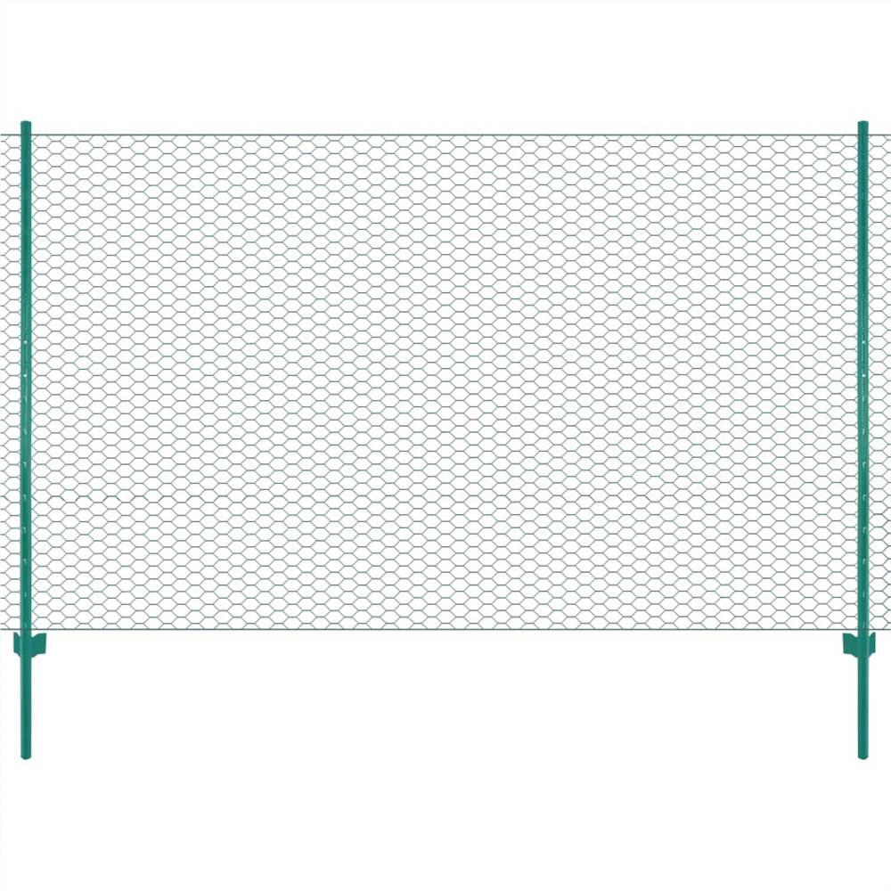 

Wire Mesh Fence with Posts Steel 25x1.5 m Green