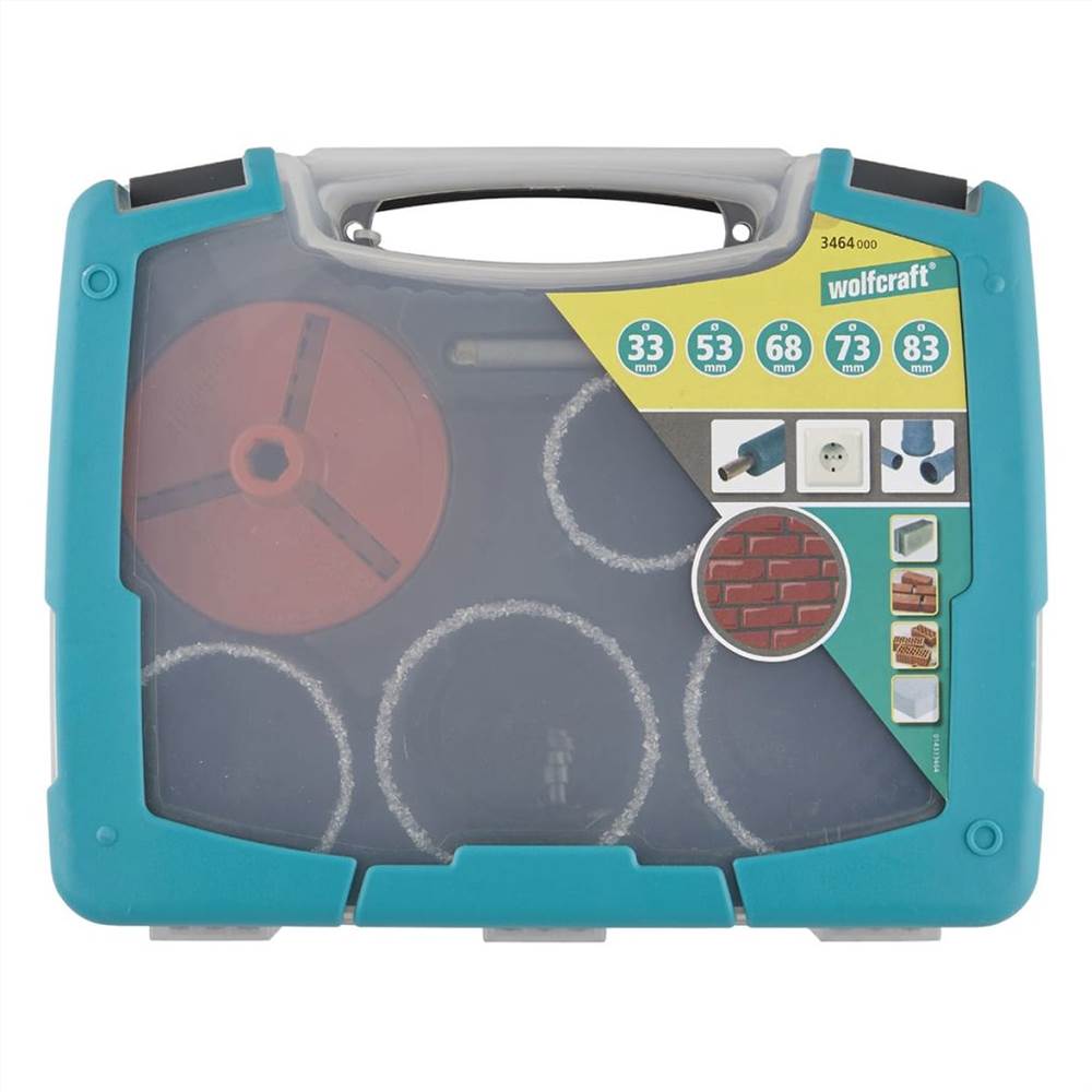 wolfcraft Seven Piece Conduit Hole Saw Set 33/53/68/73/83 mm 3464000