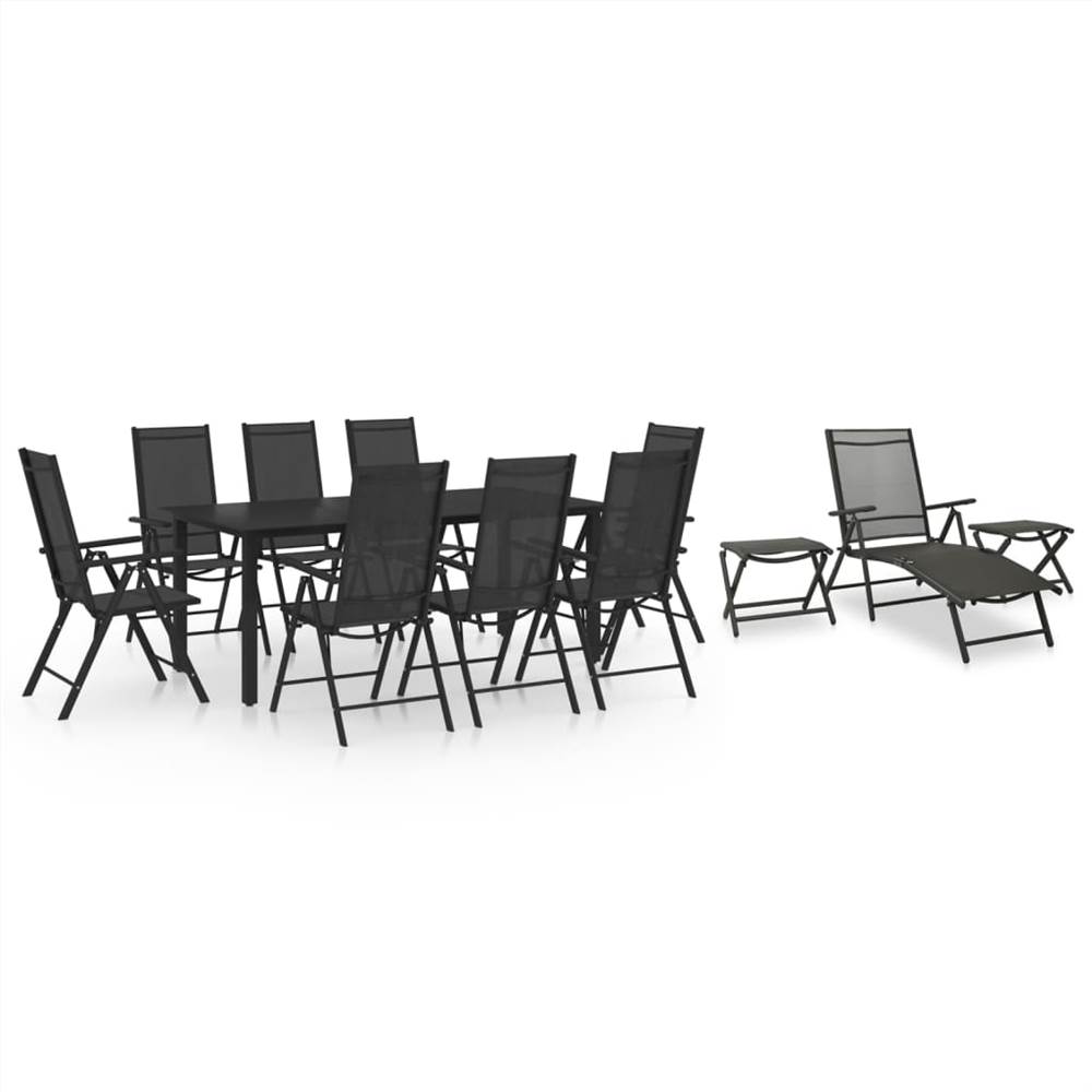 

12 Piece Garden Dining Set Black