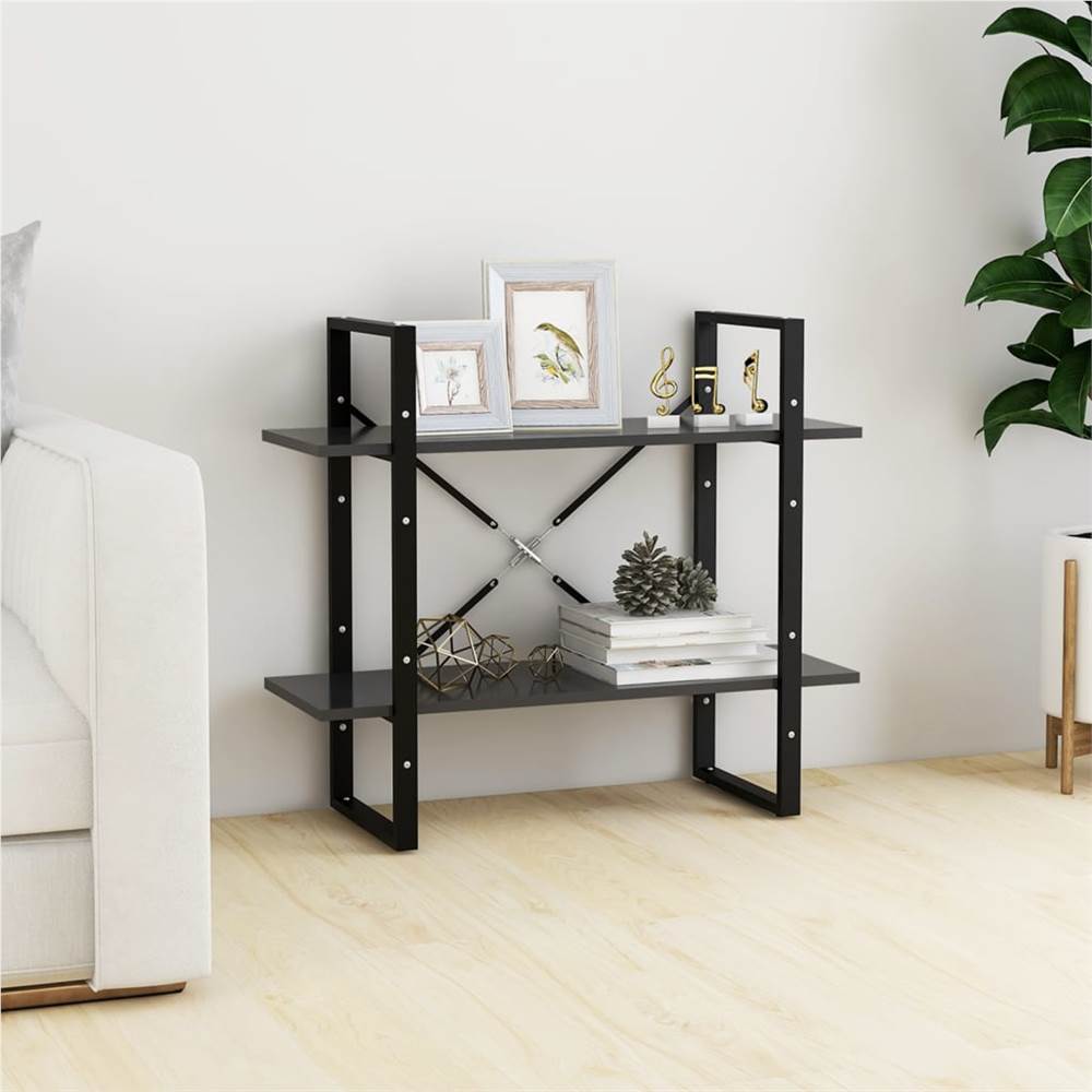 

2-Tier Book Cabinet Grey 80x30x70 cm Chipboard