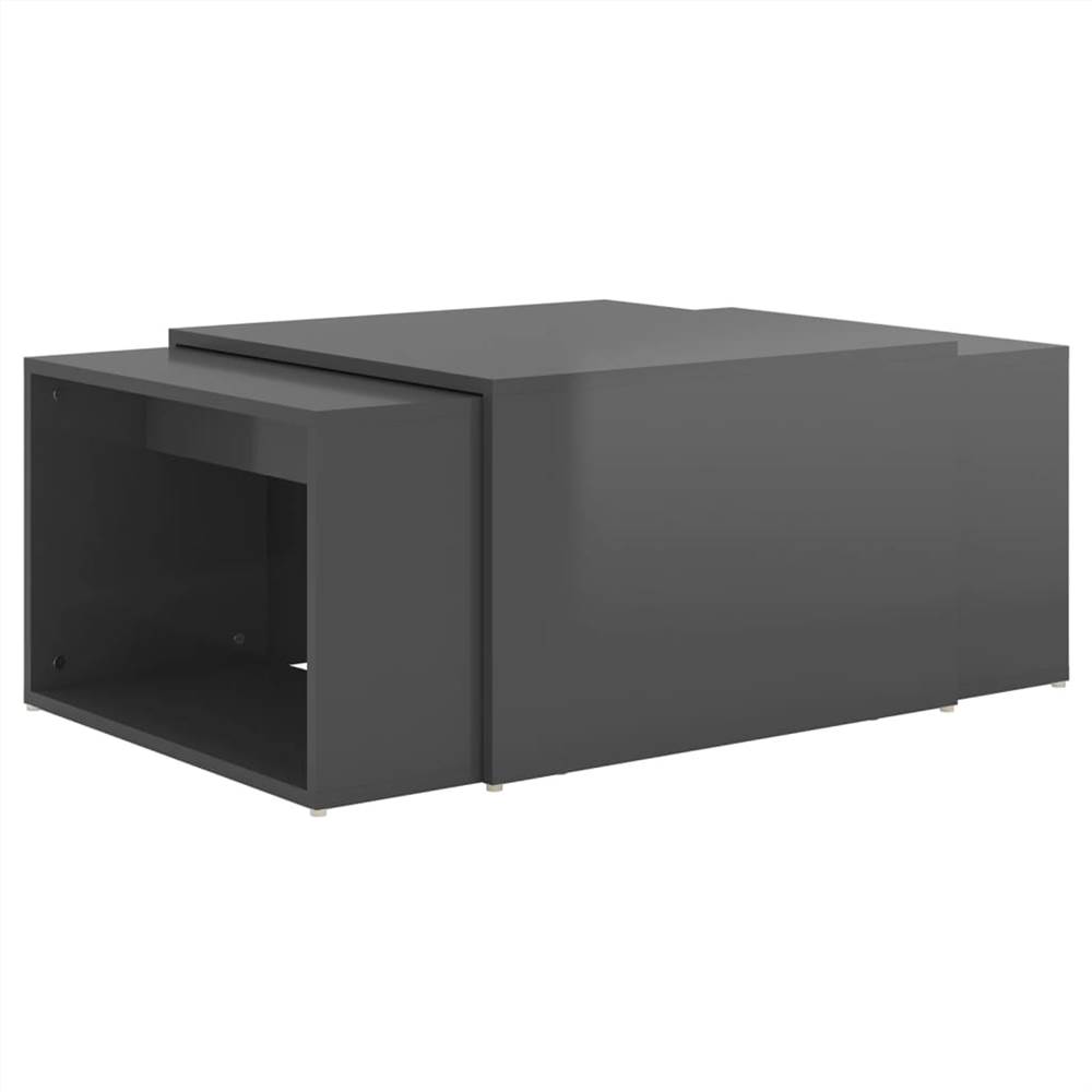 3 Piece Nesting Coffee Table Set High Gloss Grey 60x60x30 cm
