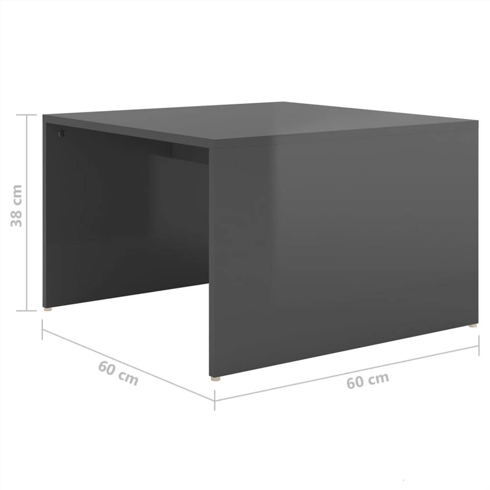 3 Piece Nesting Coffee Table Set High Gloss Grey 60x60x30 cm