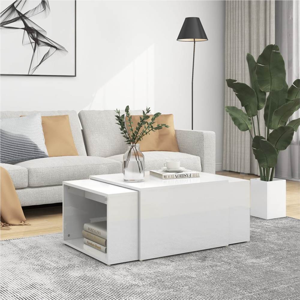 

3 Piece Nesting Coffee Table Set High Gloss White 60x60x30 cm