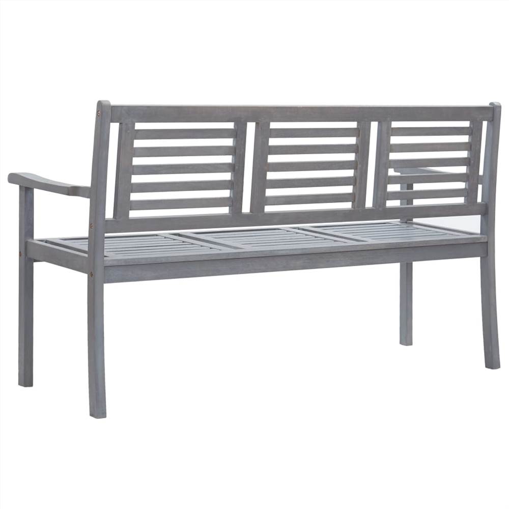 3Seater Garden Bench 150 cm Grey Solid Eucalyptus Wood