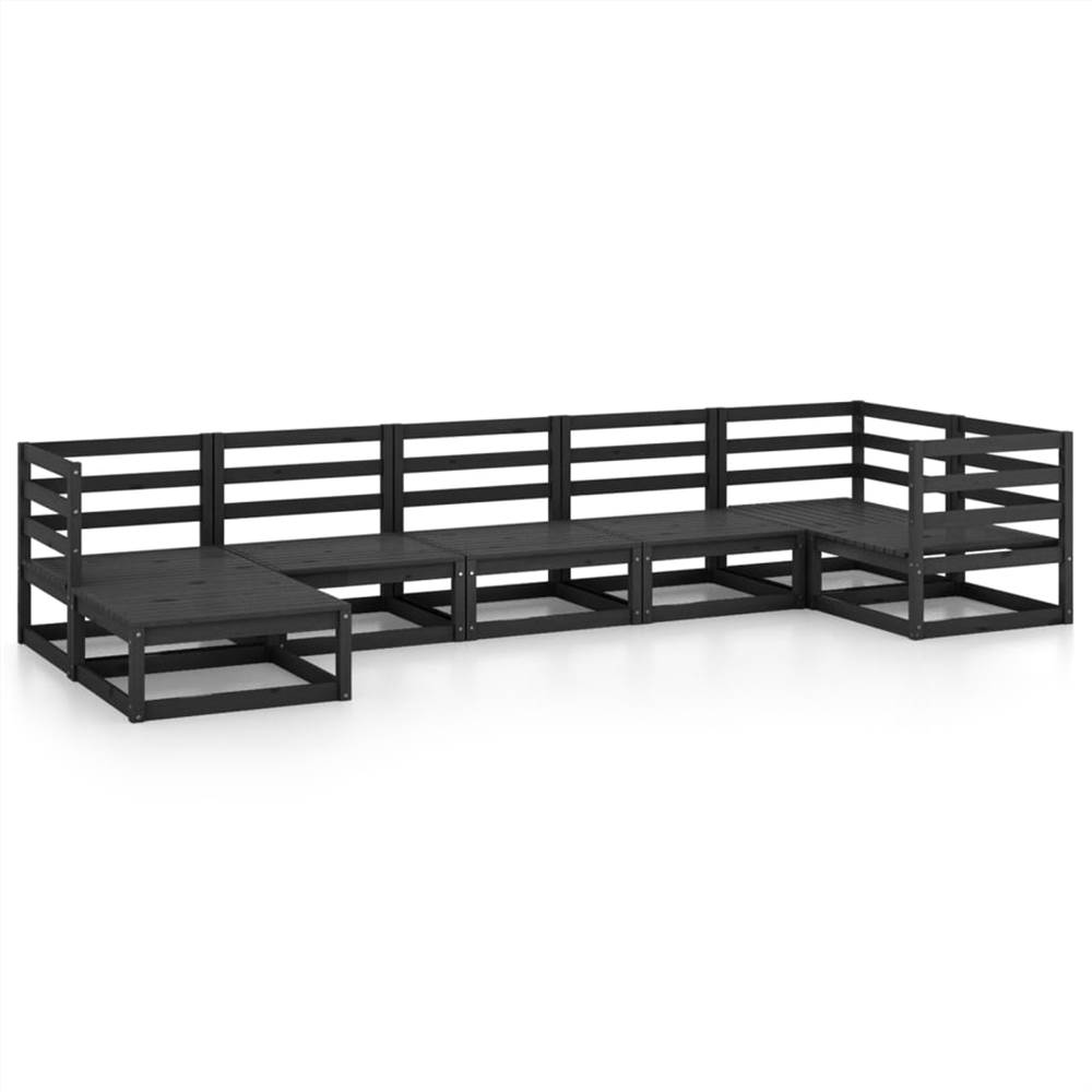 

3075698 7 Piece Garden Lounge Set Black Solid Pinewood (805679+805684+805704)