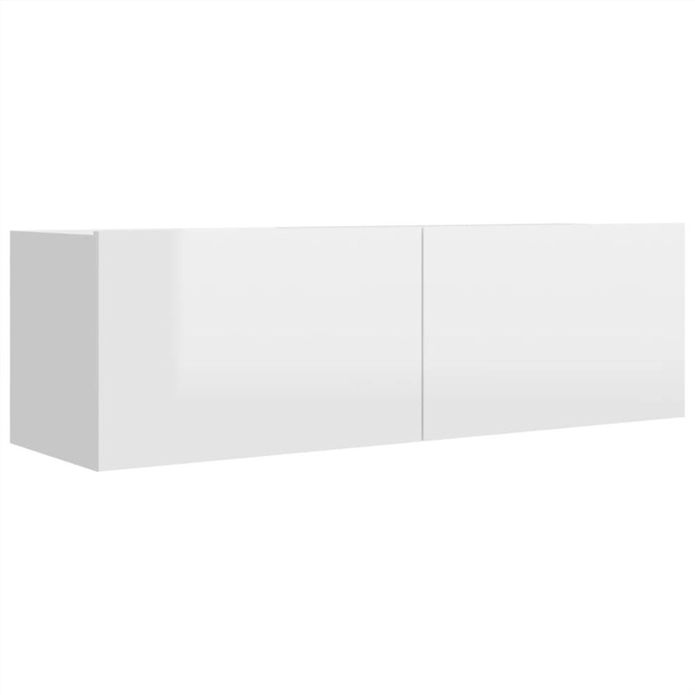 3079352  5 Piece TV Cabinet Set High Gloss White Chipboard (804501+801487)