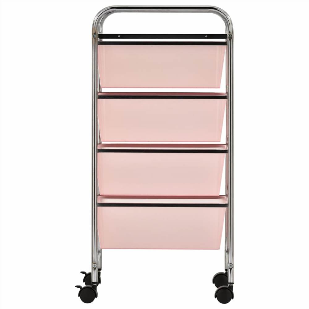 4Drawer Mobile Storage Trolley Pink Plastic