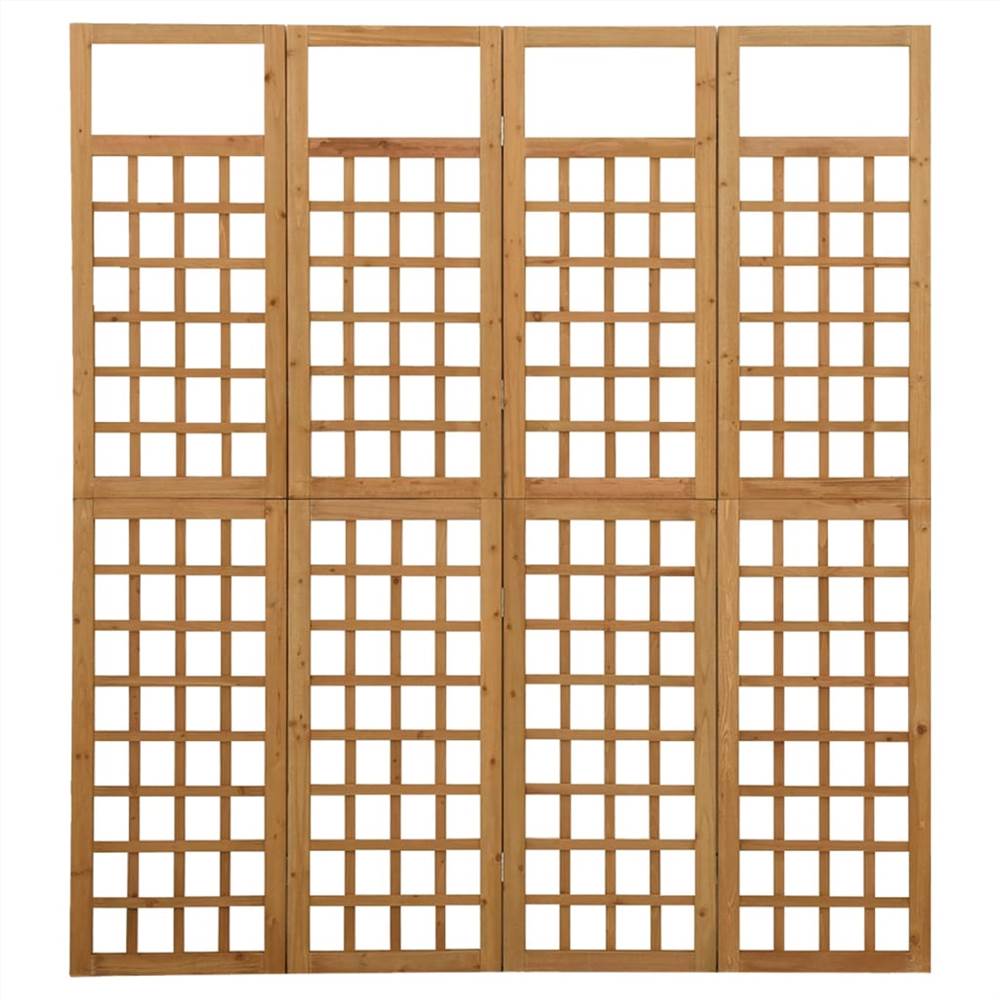 4Panel Room Divider/Trellis Solid Fir Wood 161x180 cm