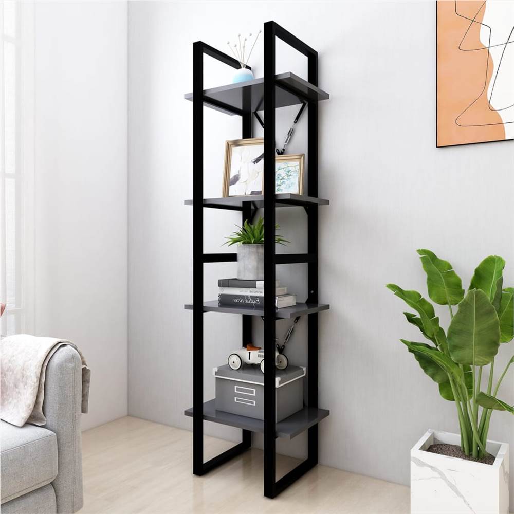 

4-Tier Book Cabinet Grey 40x30x140 cm Chipboard