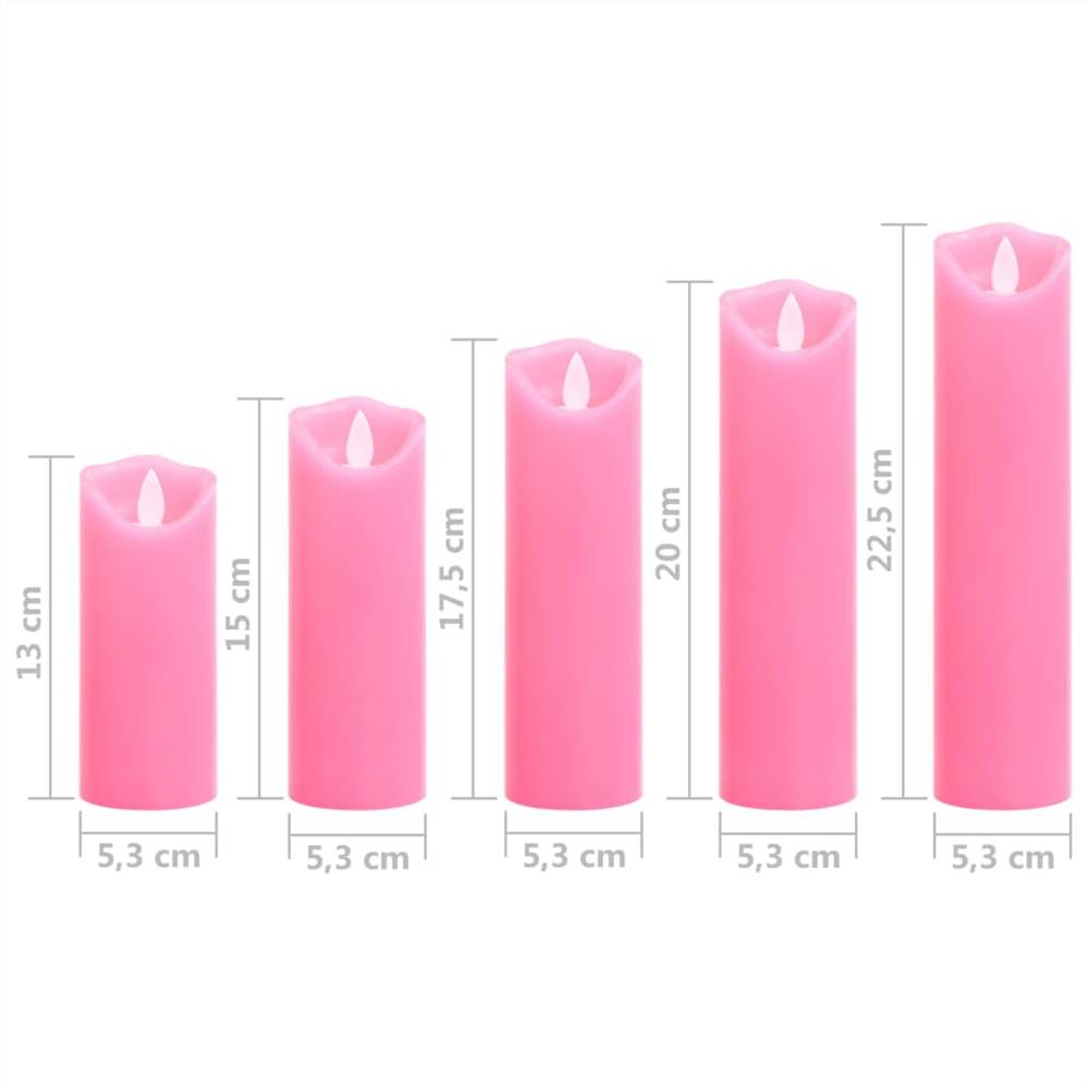 5 Piece Electric LED Candle Set with Remote Control Warm White