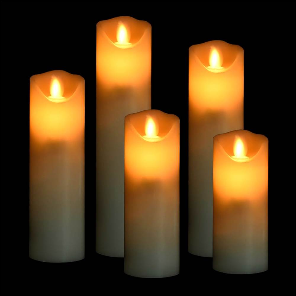 Set di 5 candele elettriche a LED con telecomando bianco caldo