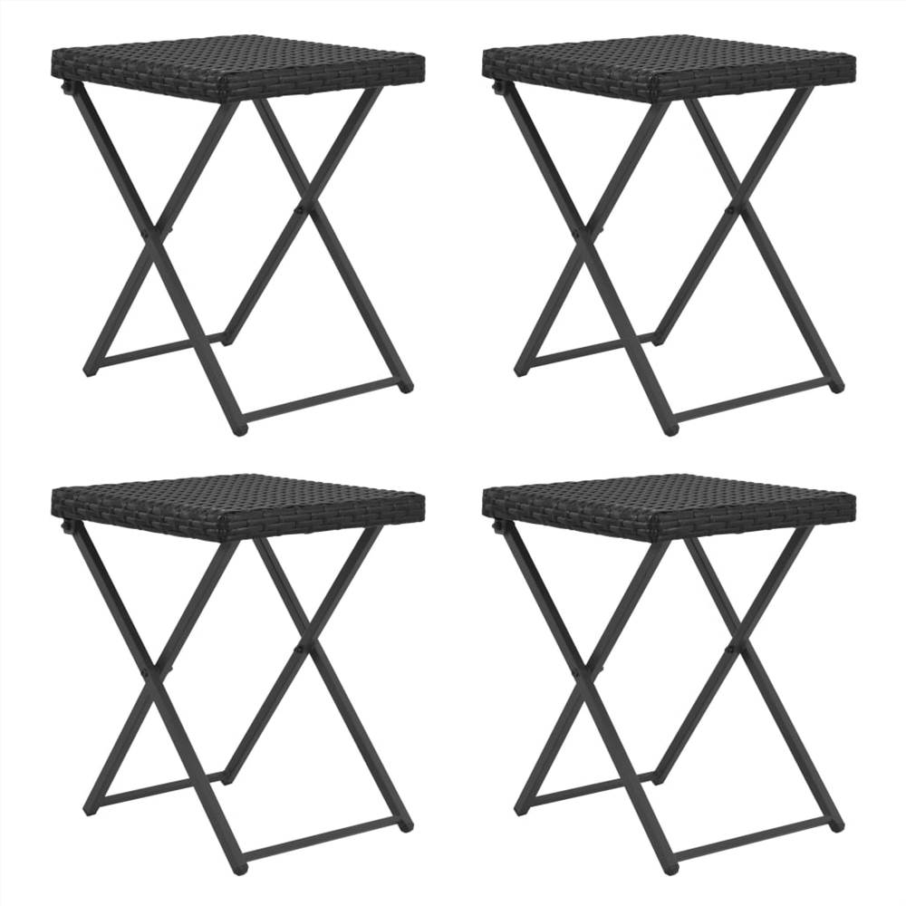 5 Piece Folding Outdoor Dining Set Poly Rattan Black