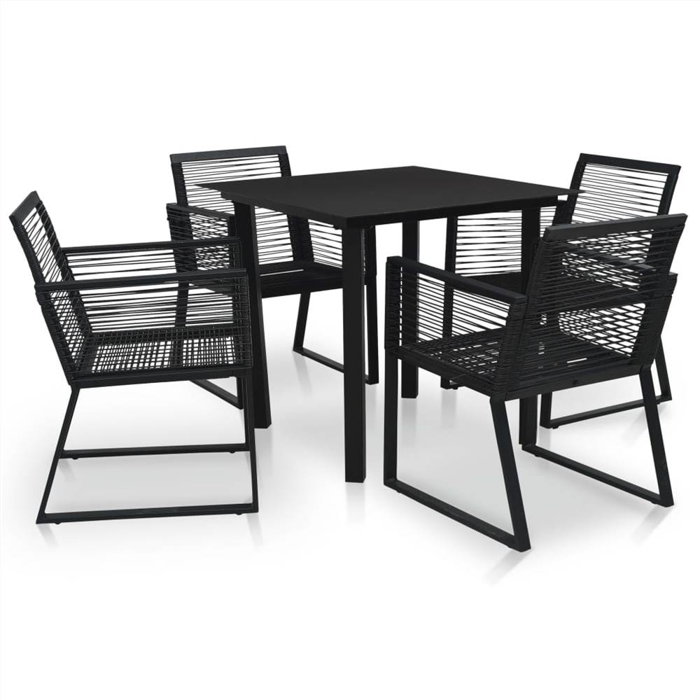 

5 Piece Outdoor Dining Set PVC Rattan Black