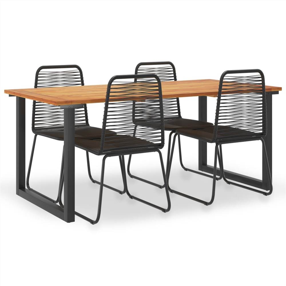 

5 Piece Outdoor Dining Set Solid Acacia Wood and Poly Rattan