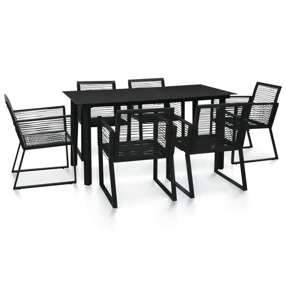 

7 Piece Outdoor Dining Set PVC Rattan Black