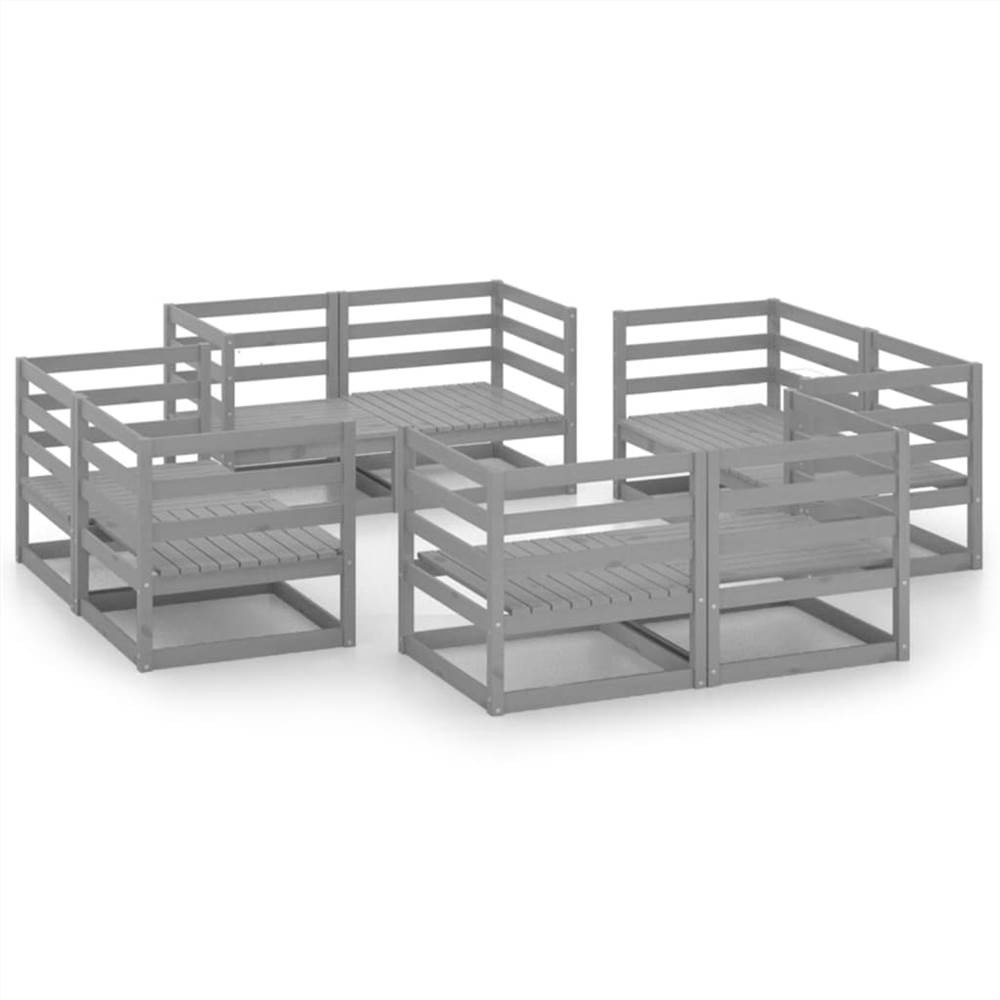 

8 Piece Garden Lounge Set Grey Solid Pinewood