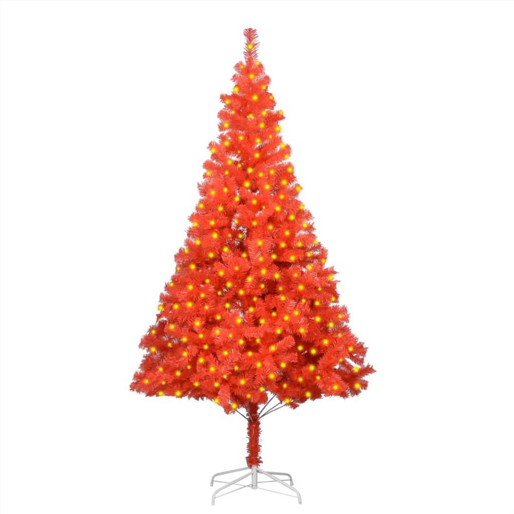 Artificial Christmas Tree with LEDs&Stand Red 210 cm PVC