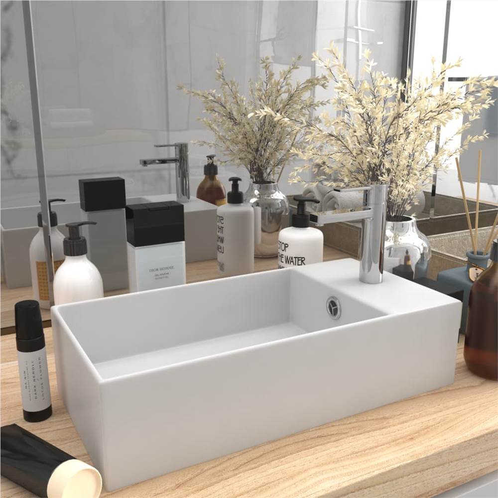 

Bathroom Sink with Overflow Ceramic Matt White