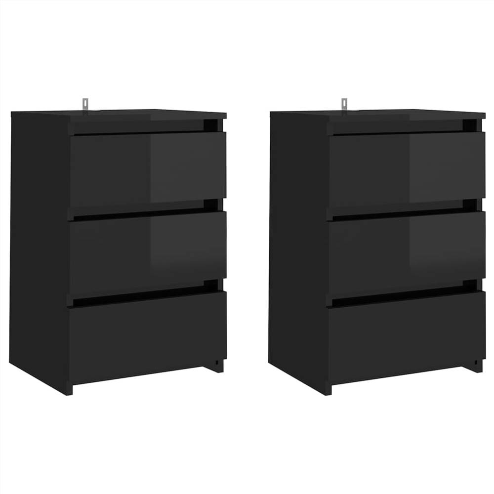 

Bed Cabinets 2 pcs High Gloss Black 40x35x62.5 cm Chipboard