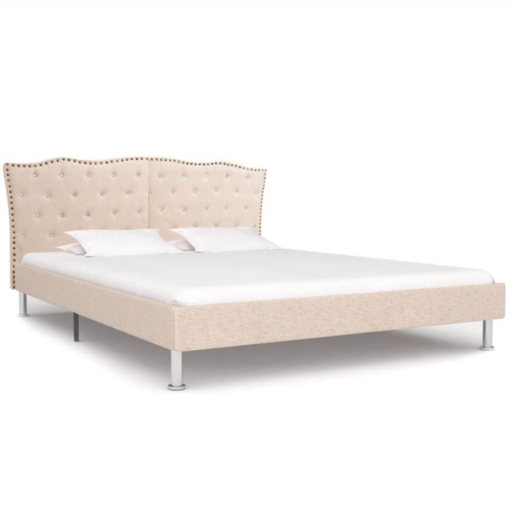 

Bed Frame Beige Fabric 135x190 cm