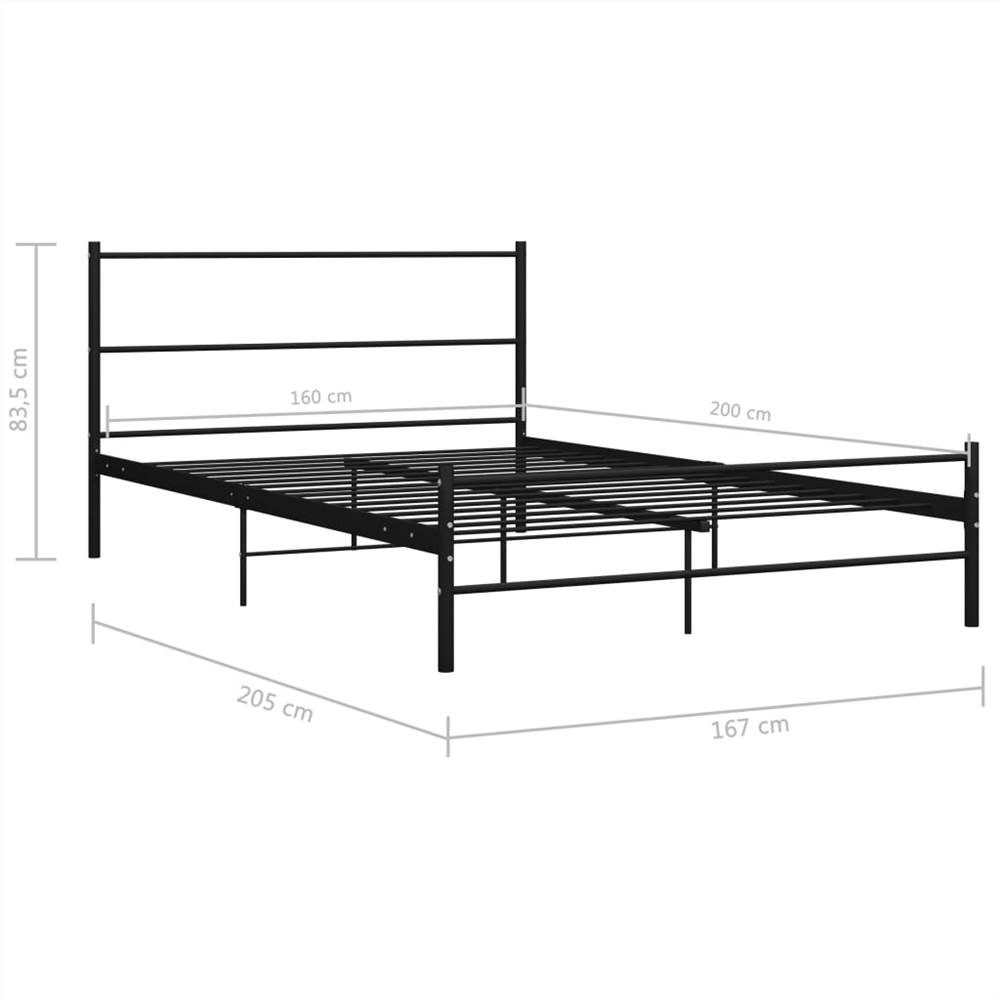 Bed Frame Black Metal 160x200 cm