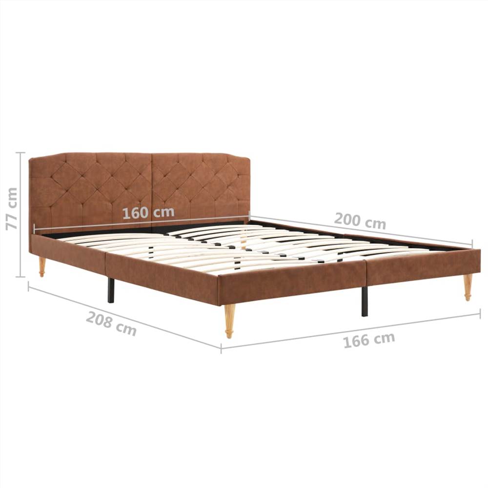 Bed Frame Brown Fabric 150x200 cm