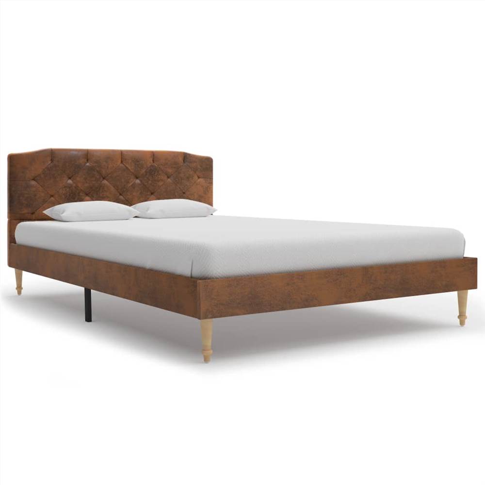 

Bed Frame Brown Faux Suede Leather 120x190 cm