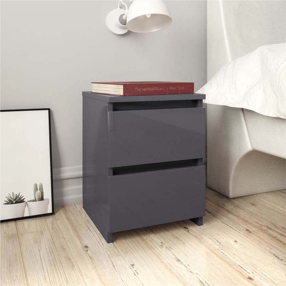 

Bedside Cabinets 2 pcs High Gloss Grey 30x30x40 cm Chipboard