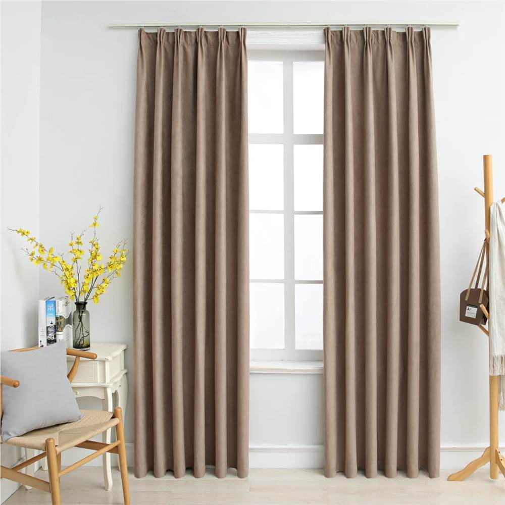 

Blackout Curtains with Hooks 2 pcs Taupe 140x245 cm